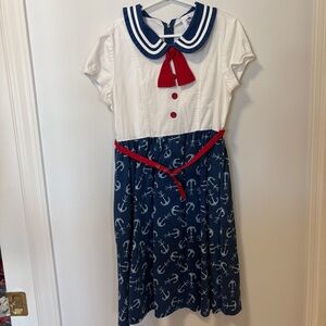 2021 Disney Cruise Line Dress Shop Sailor Style Dress Anchor Blue Nautical Large